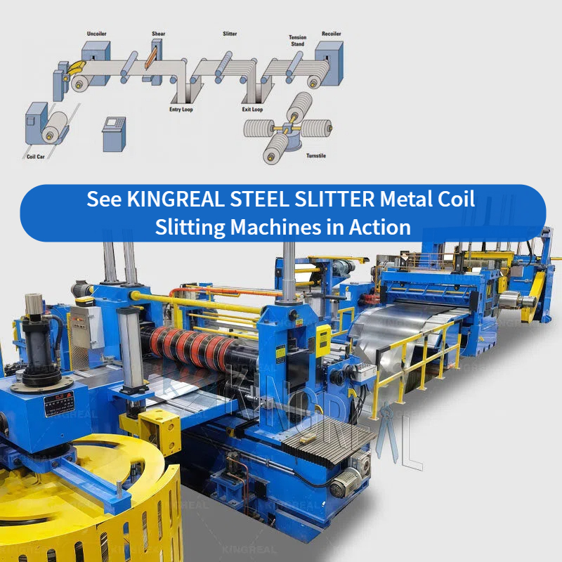 Vea las máquinas cortadoras de bobinas de metal KINGREAL STEEL SLITTER en acción